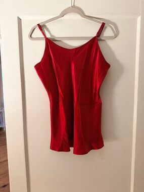 100% Silk Red Cami Top FreedomSilk Adjustable Straps Size Medium